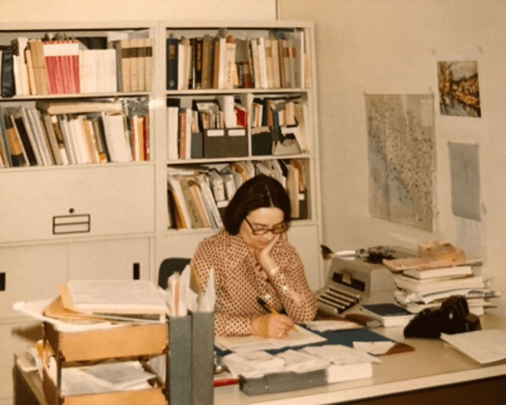 Nina Lenček in her Lehman office, 1977