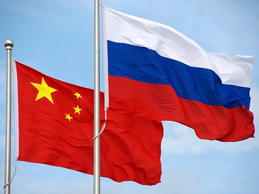russia and china flag