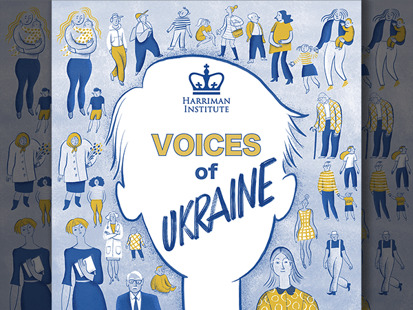 Voices of Ukraine cover art by Victoria Tentler-Krylov. Link leads to more info about podcast.