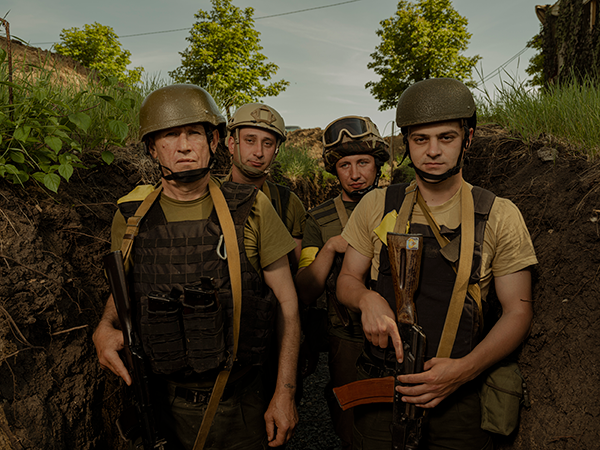Four Ukrainian Soldiers in a trench