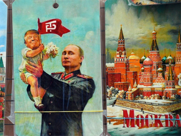Caricature art depicting Putin and Trump.