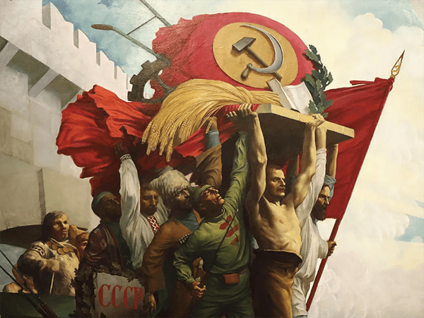 An art work depicting symbols of the Soviet Union.