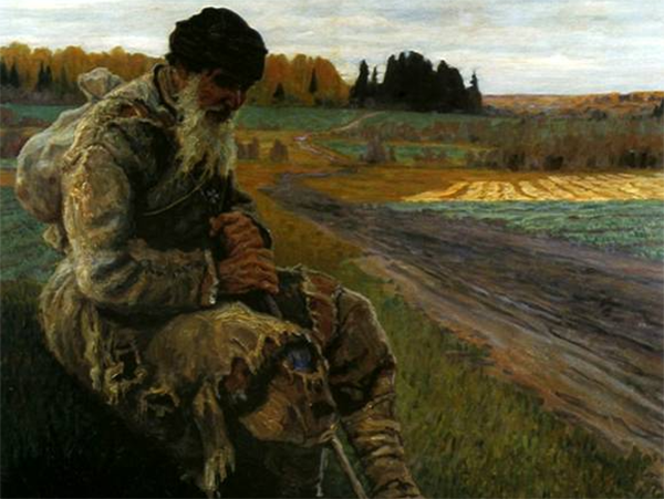 Painting of a peasant sitting on the countryside. Image links to event page.