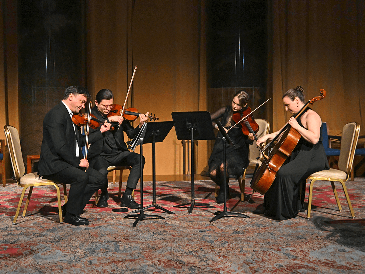 String quartet mid performance.